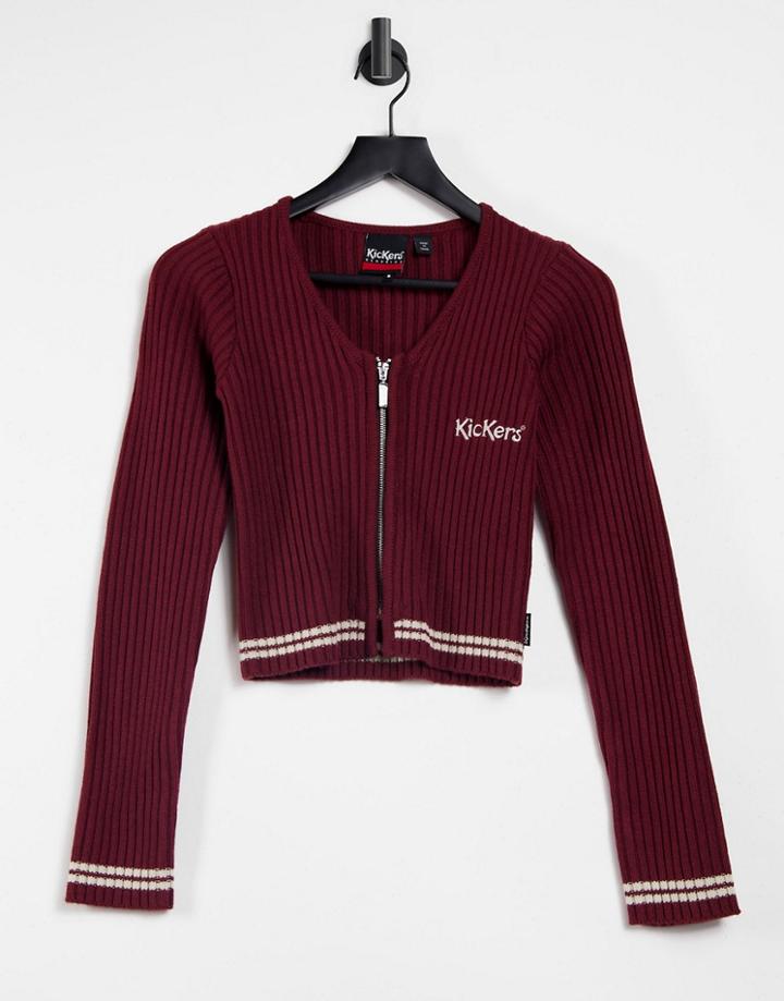 Kickers Long Sleeve Shrunken Knitted Top With Embroidered Logo