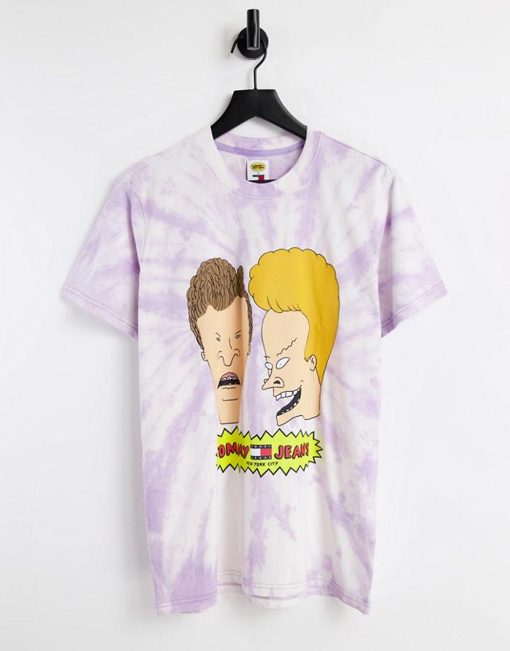 Tommy Jeans X Beavis Unisex Tie-dye T-shirt In Purple/white