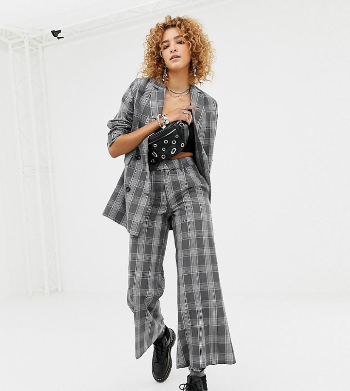 Sacred Hawk Relaxed Crop Pants In Check - Gray