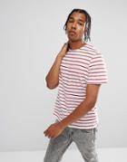 Pull & Bear T-shirt With Striped Detail In Red - Red