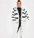 In The Style Plus X Lorna Luxe Long Line Cardigan With Contrast Stripe In White