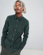 Asos Design Slim Fit Stretch Cord Shirt In Green - Green