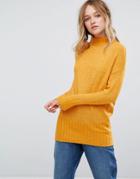 Monki High Neck Seam Detail Sweater - Yellow