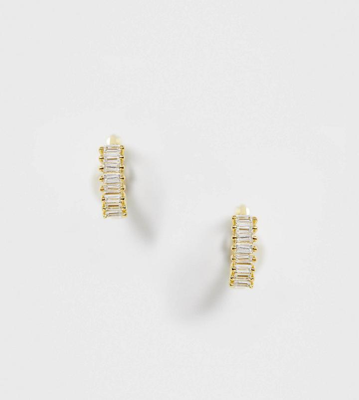 Shashi Sterling Silver 18k Gold Plated Huggie Hoop Earrings - Gold