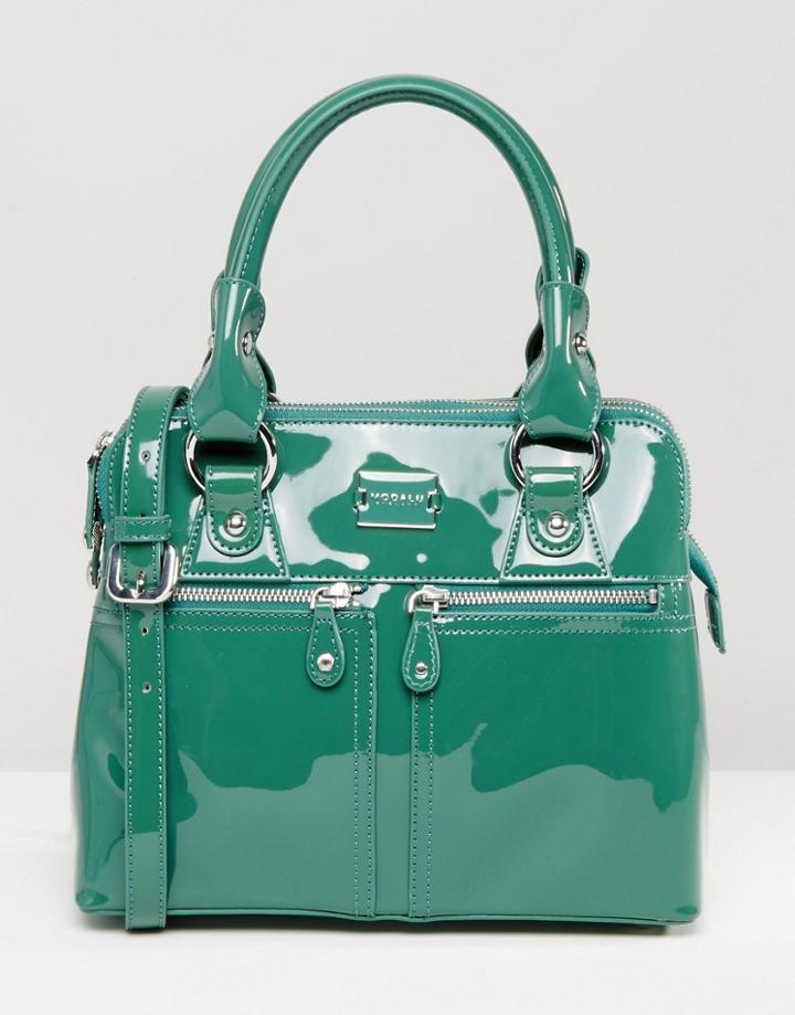 Modalu Small Pippa Leather Grab Bag - Sage Grn Patent