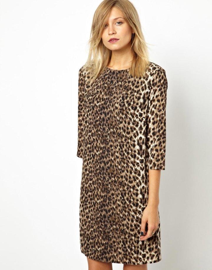 Asos Shift Dress In Animal Print