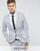 Noose & Monkey Super Skinny Wedding Suit Jacket In Flocking - Gray