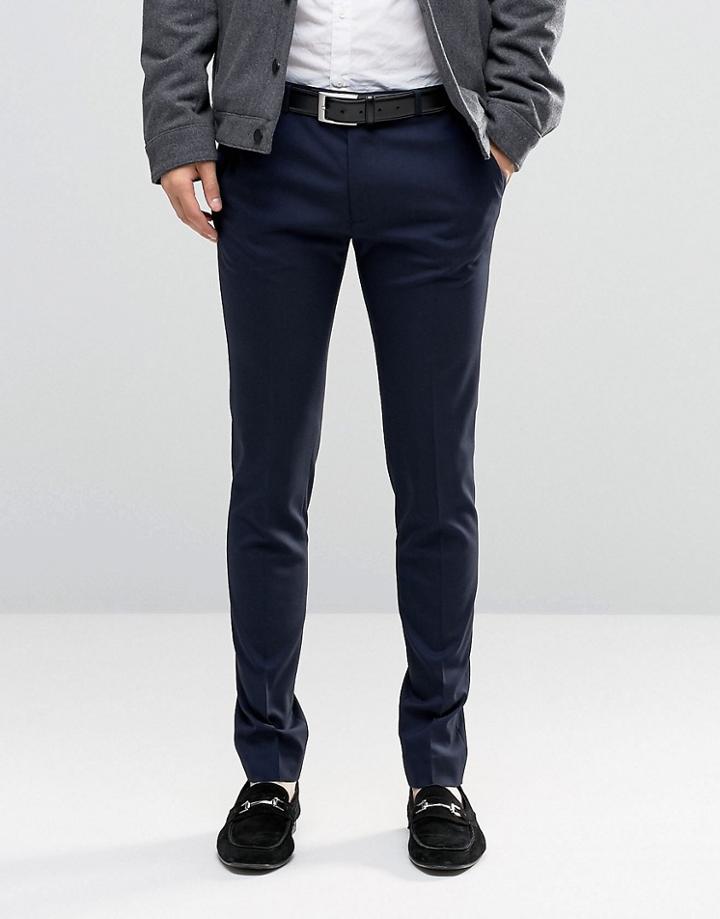 Asos Tall Super Skinny Smart Pants In Navy - Navy