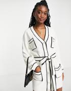 In The Style X Billie Faiers Contrast Cardigan Dress In White
