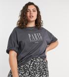 Asos Design Curve Oversized T-shirt With Paris Print-gray