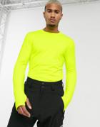 Asos 4505 Ski Base Layer Top In Neon-yellow
