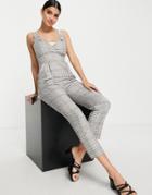 Asos Design Tailored Buckle Overalls In Check Print-multi