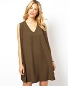 Asos Mini Shift Dress With V Neck - Black