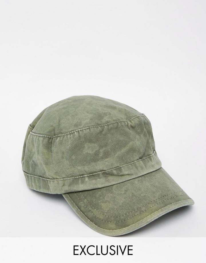 Reclaimed Vintage Acid Wash Cap In Khaki - Green