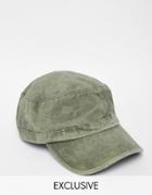 Reclaimed Vintage Acid Wash Cap In Khaki - Green