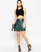 Asos Night Mini Skirt With Holographic Disc Sequins - Multi