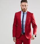 Heart & Dagger Skinny Suit Jacket In Cotton Sateen - Red