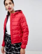 Vero Moda Cropped Hooded Padded Jacket - Red