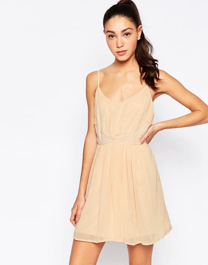 Daisy Street Cami Dress With Lace Waist - Nude