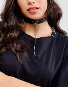 Asos Tie Through Choker Necklace - Black