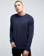 New Look Sweater With Textured Panel In Navy - Navy