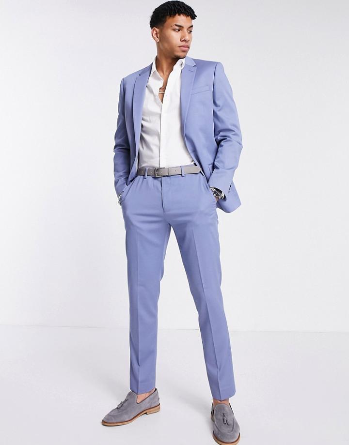 River Island Slim Suit Pants In Blue-blues