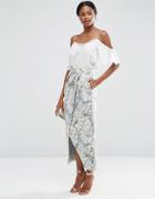 Asos Premium Jacquard Maxi Skirt With Wrap Detail - Vintage Floral