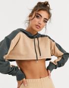 Asos 4505 Super Crop Hoody With Logo-gray