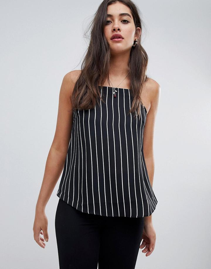 Asos Design Square Neck Cami In Stripe - Multi