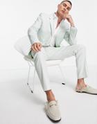 Asos Design Wedding Slim Suit Pants In Pastel Green Linen Mix