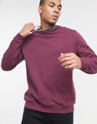 Asos Design Sweatshirt With Contrast Tipping In Burgundy-red