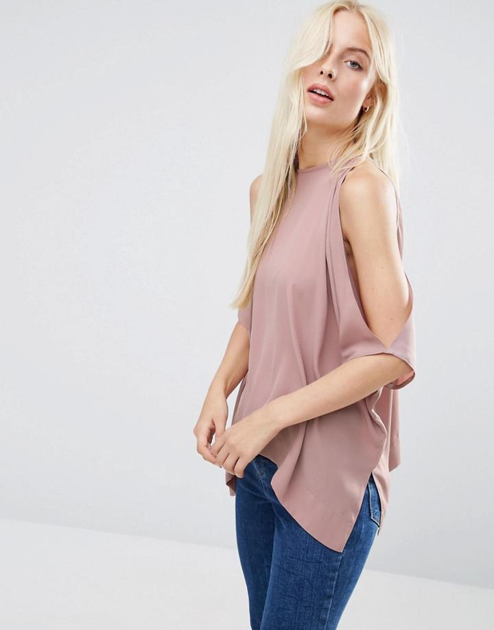 Asos Kimono Tee With Cold Shoulder - Purple