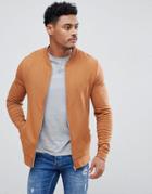 Asos Muscle Bomber In Washed Orange - Orange