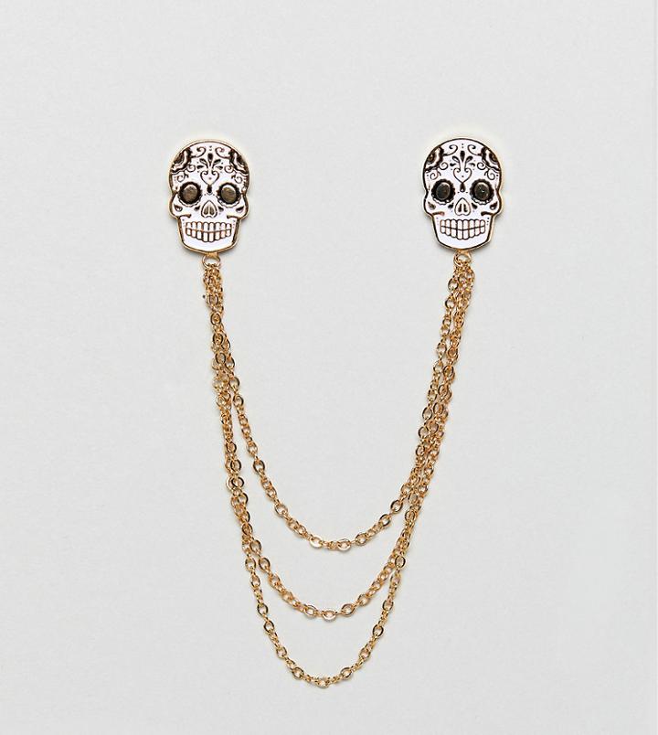 Noose & Monkey Mexican Skull Collar Chain (+) - Gold