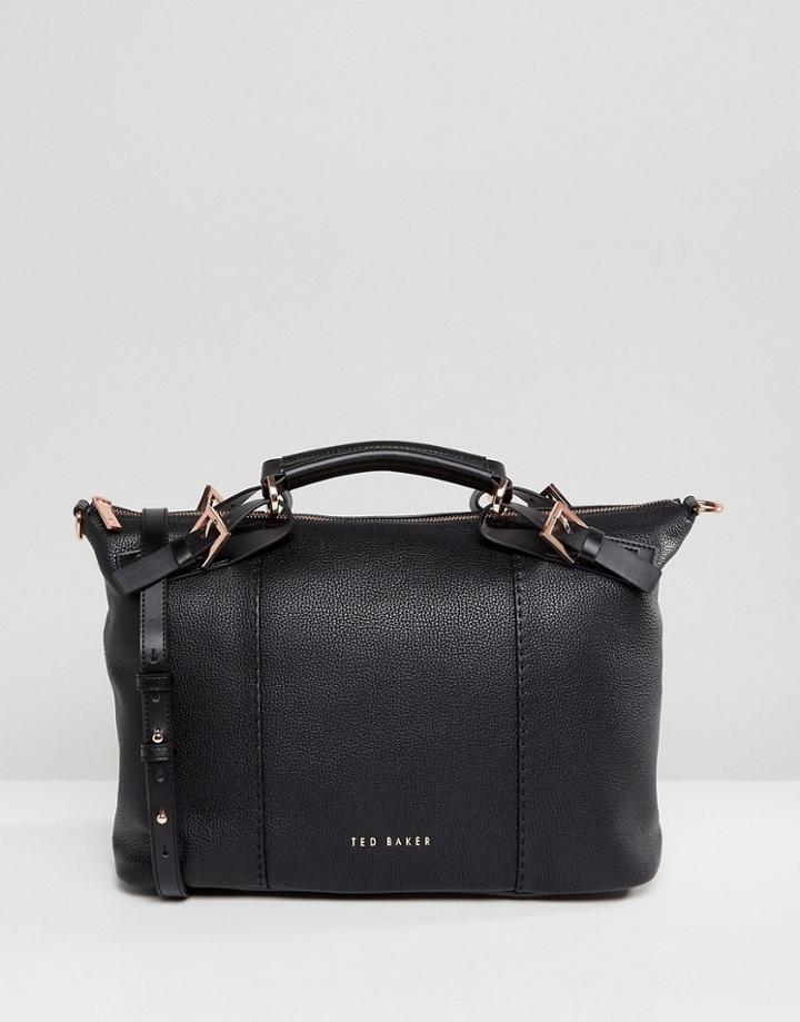 Ted Baker Bridle Handle Medium Leather Tote - Black