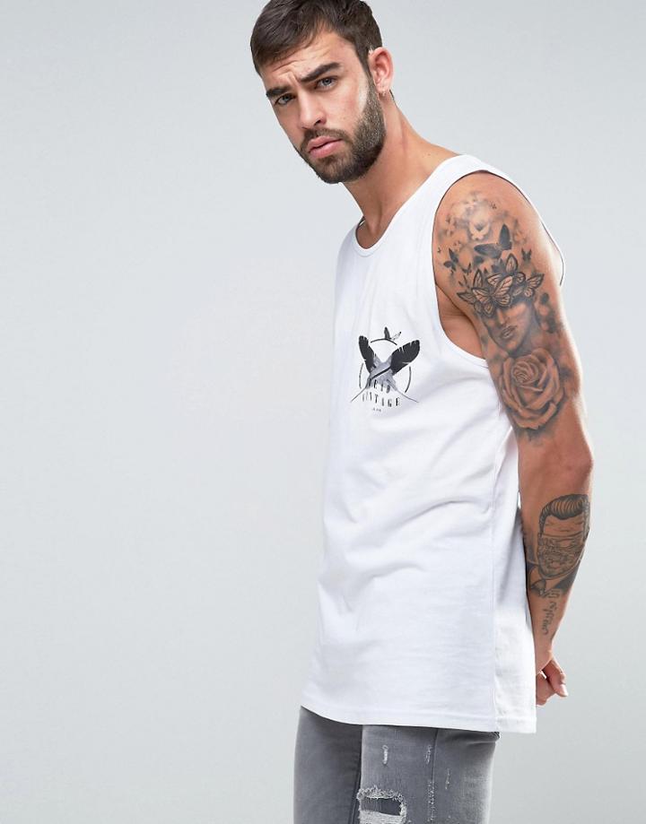 Dead Vintage Logo Chest Print Tank - White