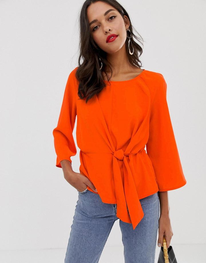 Vila Knot Waist Blouse-red
