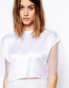 Asos White Double Layer Silk Mesh Tunic - White