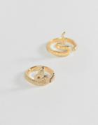 Asos Design Pack Of 2 Rings In Split Snake Design In Gold - Gold