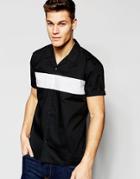 Asos Black Shirt With Cut And Sew Detail And Revere Collar In Regular Fit - Black