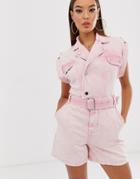 River Island Utility Romper In Pink - Pink
