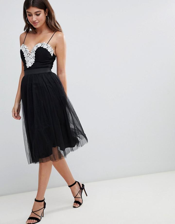 Rare London Crochet Sweetheart Tutu Dress - Black