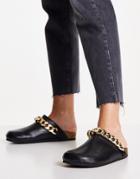 Public Desire Isabel Mule Clogs With Chain Trim In Black