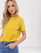 Mango Organic Crew Neck T Shirt In Mustard - Yellow
