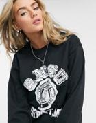 Topshop Collegiate Sweatshirt In Black