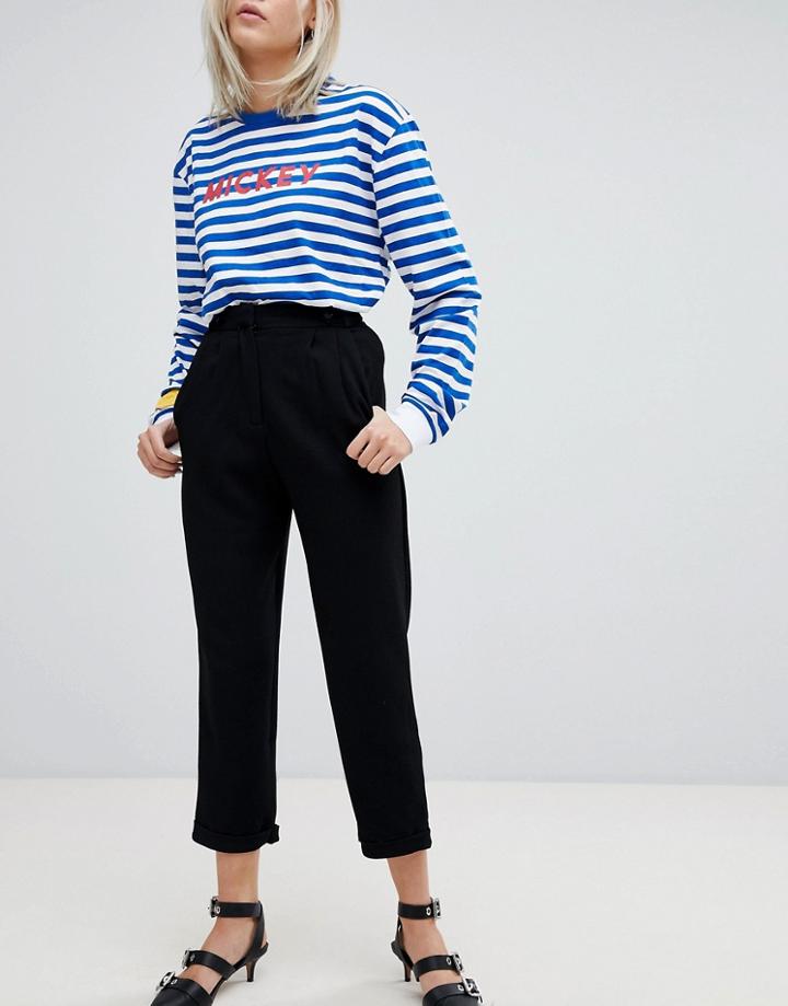 Pull & Bear Tapered Pants - Black