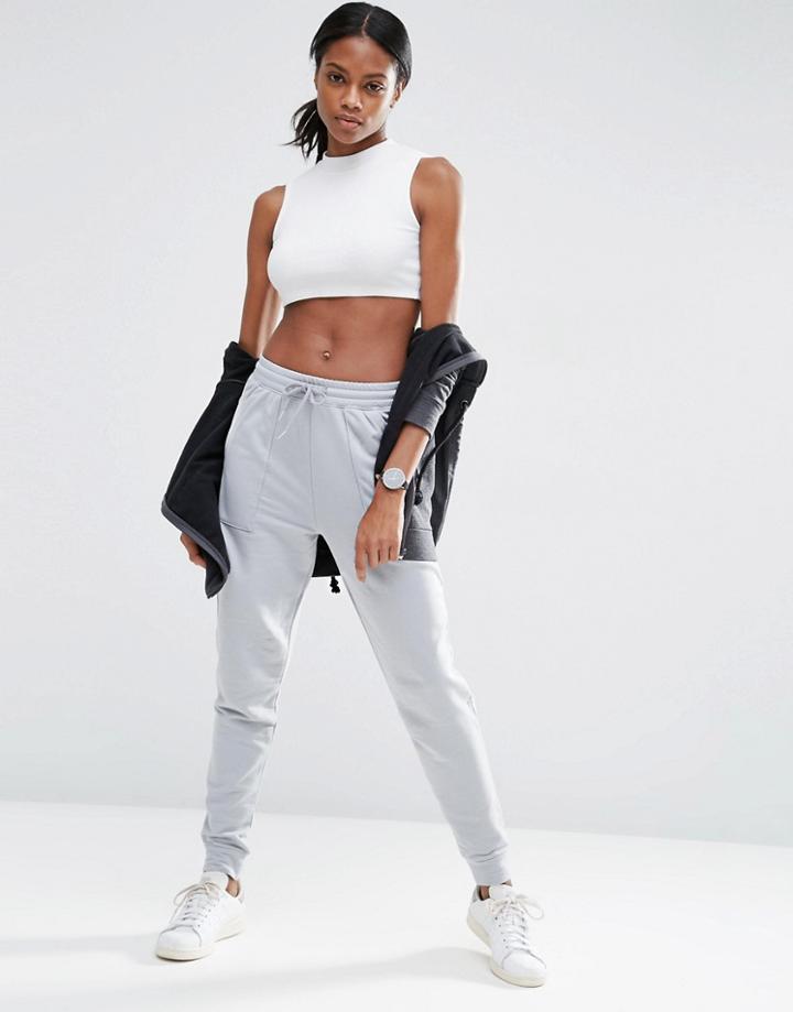 Asos Joggers With Contrast Patch Pockets - Gray