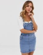 Brave Soul Overall Dress With Pockets-blue