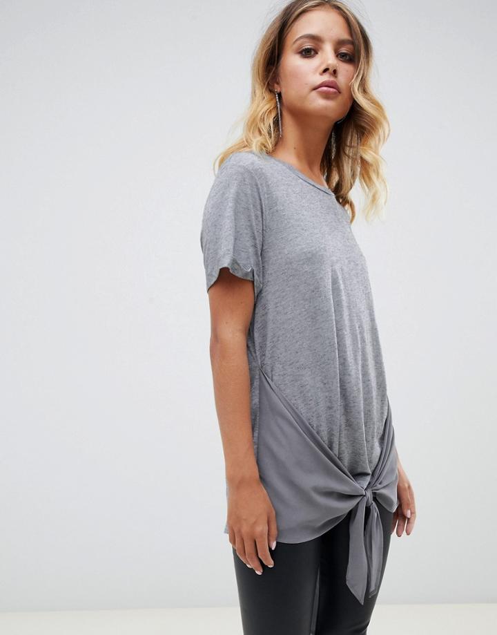 Allsaints Yato Knot Front T-shirt - Gray