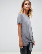 Allsaints Yato Knot Front T-shirt - Gray